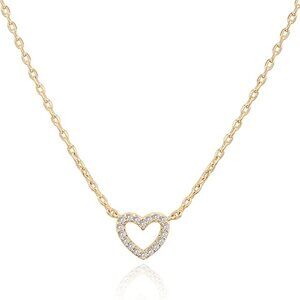 14K Gold Plated Cubic Zirconia Heart Necklace | Layered Necklaces | Gold
